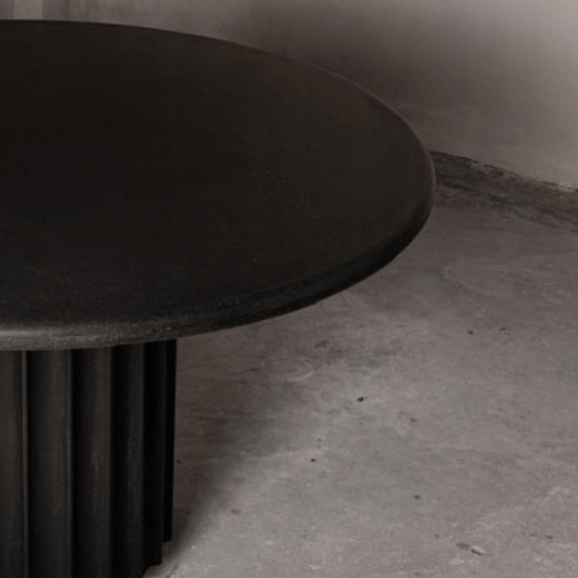 Black Flute Base Dining Table
