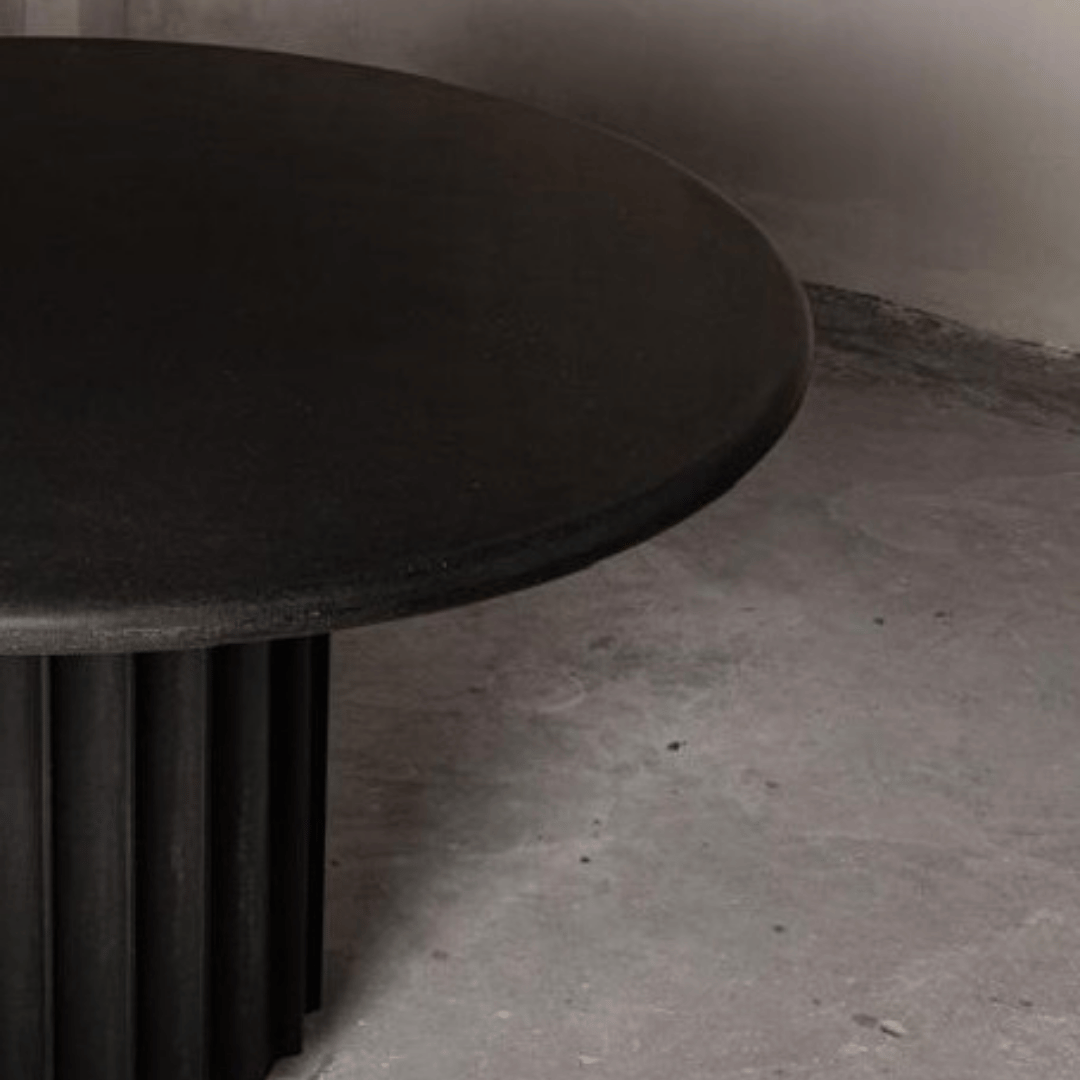 Black Flute Base Dining Table