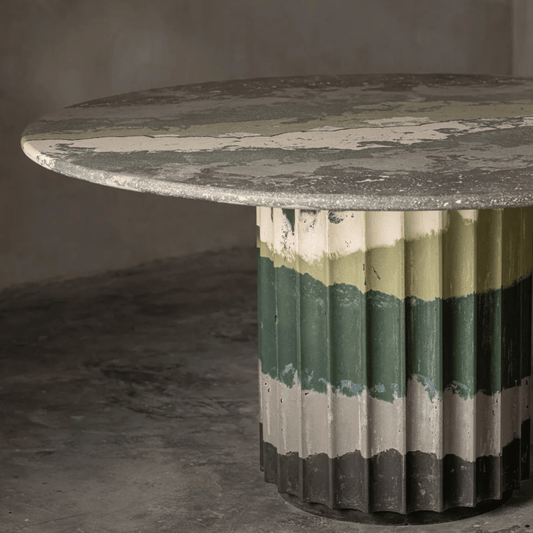 Green Flute Base Dining Table